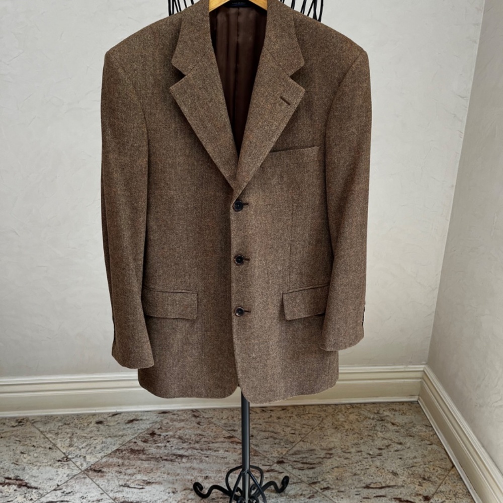 Brooks Brothers Men's Mens Brown Wool/Cashmere Blazer Jacket 38R Three 3 Buttons - Picture 1 of 16